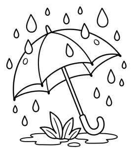 A Rainy Day with an Umbrella and Raindrops 🌧️🌿