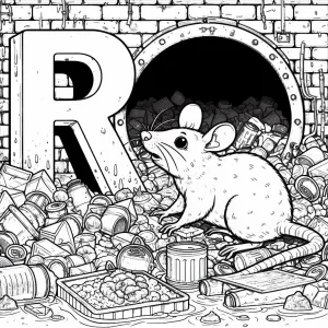 Rat in Sewage Garbage with Letter R 🐀🗑️🌳