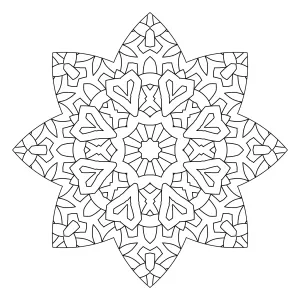 Relaxing Star-shaped Mandala with Hearts and other Shapes πβ€οΈβ¨