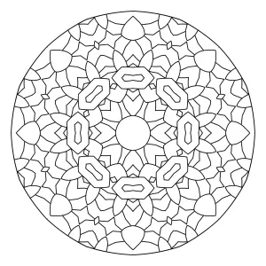 Relaxing Round Mandala with a Sun-like Shape in the Middle and Shapes Inspired by Stars and Hearts Around 🌞🌟💖