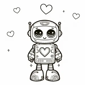 Cute Robot with Hearts 🤖💖