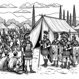 Roman Army Legion Tent Camp Soldiers Standing in Front of Tent βΊπ
