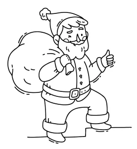 Winking Santa Carrying Bag on Back and Thumbs Up 🎅🎁👍