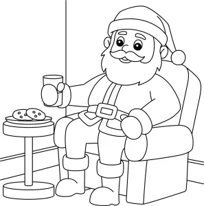 Jolly Santa Claus Relaxing with Drink and Cookies on Christmas Eve 🎅🍪☕🎄✨