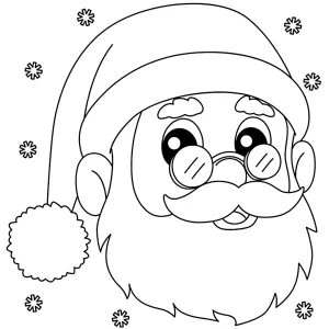Head of Santa Wearing Glasses with Snowflakes in the Background 🎅👓❄️
