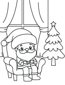 Santa at the Window in an Armchair next to the Christmas Tree 🎅🌟🎄