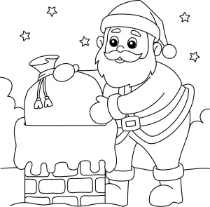 Santa Claus Delivering Gifts with a Sack on the Chimney Under a Starry Sky 🎅🎁✨
