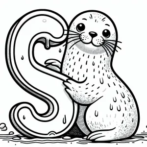 Cute Seal with Letter S 🌊🌊