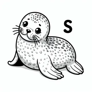 Cute Seal with Letter S 🌊🌊