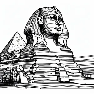 Sphinx Ancient Egypt with Sunset Silhouette