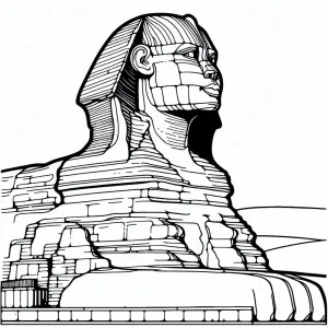 Sphinx sitting in Ancient Egypt with Palm Trees and Sun