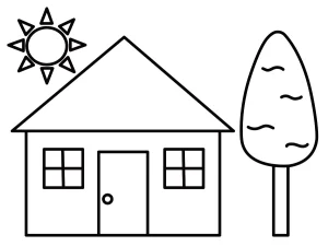 Simple House with Tree and Sun 🏡🌳☀️