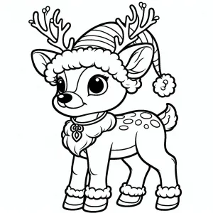 Small Cute Reindeer with Christmas Hat 🦌🎅🏻