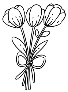 Small Bouquet with Three Tulip Flowers Wrapped with a Simple Ribbon Bow 🌷💐🎀✨🌸