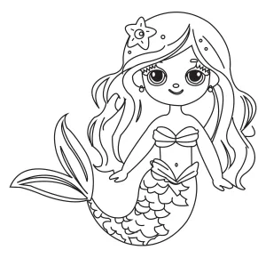 Smiling Mermaid with Long Hair and Starfish Accessory π§ββοΈπππ