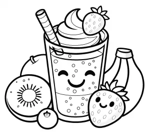 Smoothie with Kiwi Banana Strawberry Blueberry and Apple 🍹🍌🍓🥝🍏