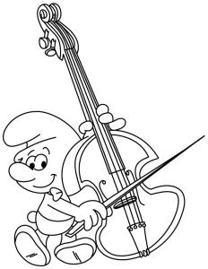 Music Smurf Playing Contrabass with a Happy Face 🎻🎶😊