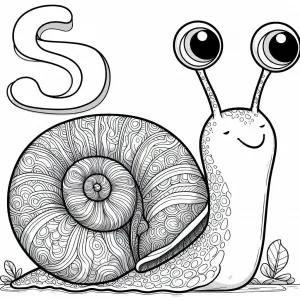 Cute Happy Snail Eating Leaves in the Forest with Letter S πππ³π