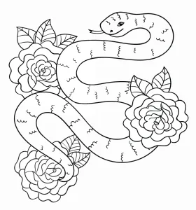 Snake with Three Roses - Year of the Snake 🐍🌹🌟🎨