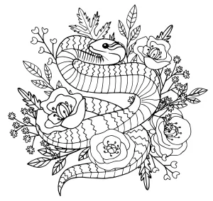 Snake with Flowers and Greens ππΈππ¨
