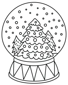 Snow Globe with Christmas Tree with Baubles, Pines and Snow ❄️🎄🌟