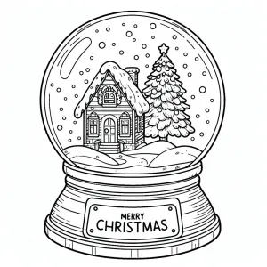 Snow Globe with House and Christmas Tree 🎄 labelled Merry Christmas 🏡🎄