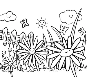 Spring Landscape with Daisies and Butterflies 🌼🦋🌞🌳🌸