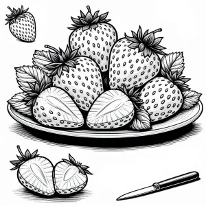 Strawberries on a Plate and Cut in Halves 🍓🍽️🔪