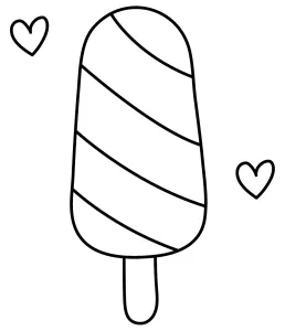 Striped Rainbow Popsicle with Two Hearts in the Background 🍭🌈❤️💙❄️