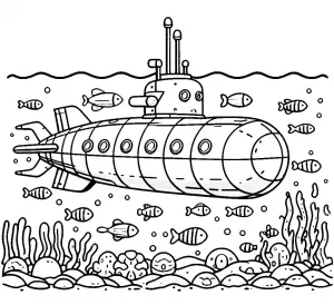 Submarine Boat with Fish Underwater in the Sea 🚢🐟🌊