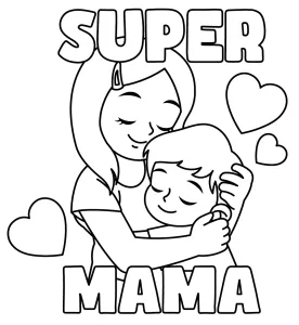 Boy Hugs Mother - Super Mama - Mother