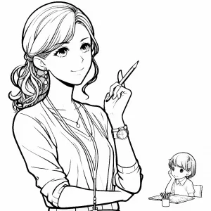 Teacher and Kid Student 👩‍🏫✏️👧