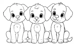 Three Cute Puppies Sitting in a Row 🐶🐾❤️