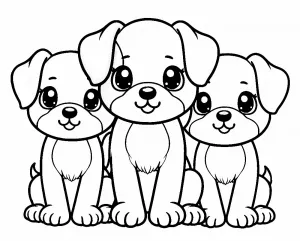 Three Cute Puppies Sitting Together 🐶🐾💖