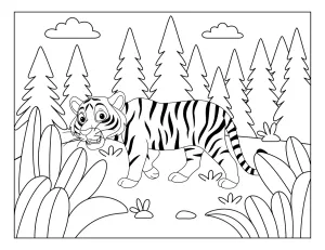 Surprised Tiger Looking Back in a Green Forest with Wide Eyes and Open Mouth 🐯🌲😲👀🌿