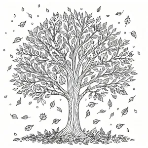 Tree in Autumn with Leaves Falling 🍁