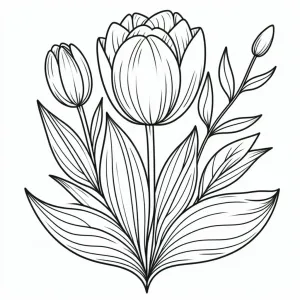 Tulip Flower with Leaves 🌷🍃