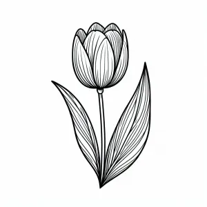 Tulip Flower with Leaves 🌷🍃