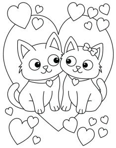 Two Cute Cats in Love surrounded by Hearts - Valentine πΎππ±β€οΈβ¨