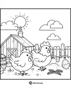 Two Chickens at the Farm 🐔🌞🥚