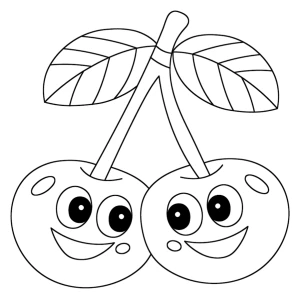 Two Friendly Cherries with Big Smiles and Leaves 🍒😊🌿