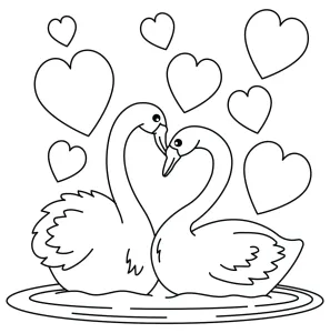 Two Swan Lovers Floating on Lake with Hearts Above 🦢💖🌊💘