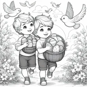 Two Brothers Collecting Easter Eggs and Playing Together π£π¬ποΈ