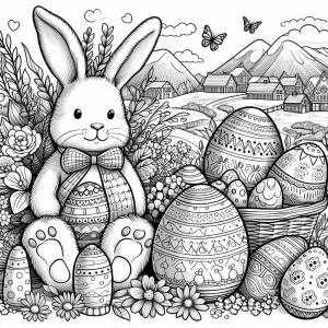 Easter Bunny and Basket with Easter Eggs 🐰🧺🐣