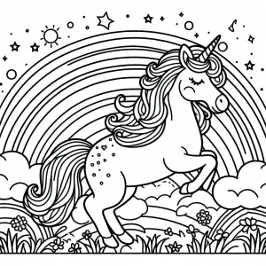 Unicorn with Clouds and Rainbow 🦄🌈☁️