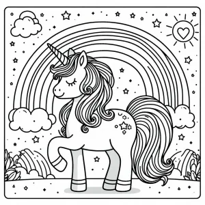 Unicorn with Clouds and Rainbow 🦄🌈☁️