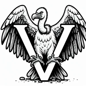 Vulture with Letter V 🦅