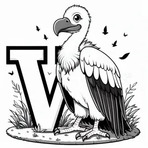 Vulture with Letter V 🦅