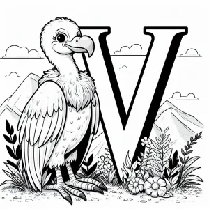 Vulture with Letter V 🦅