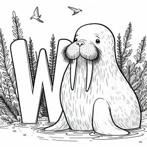 Walrus with Letter W